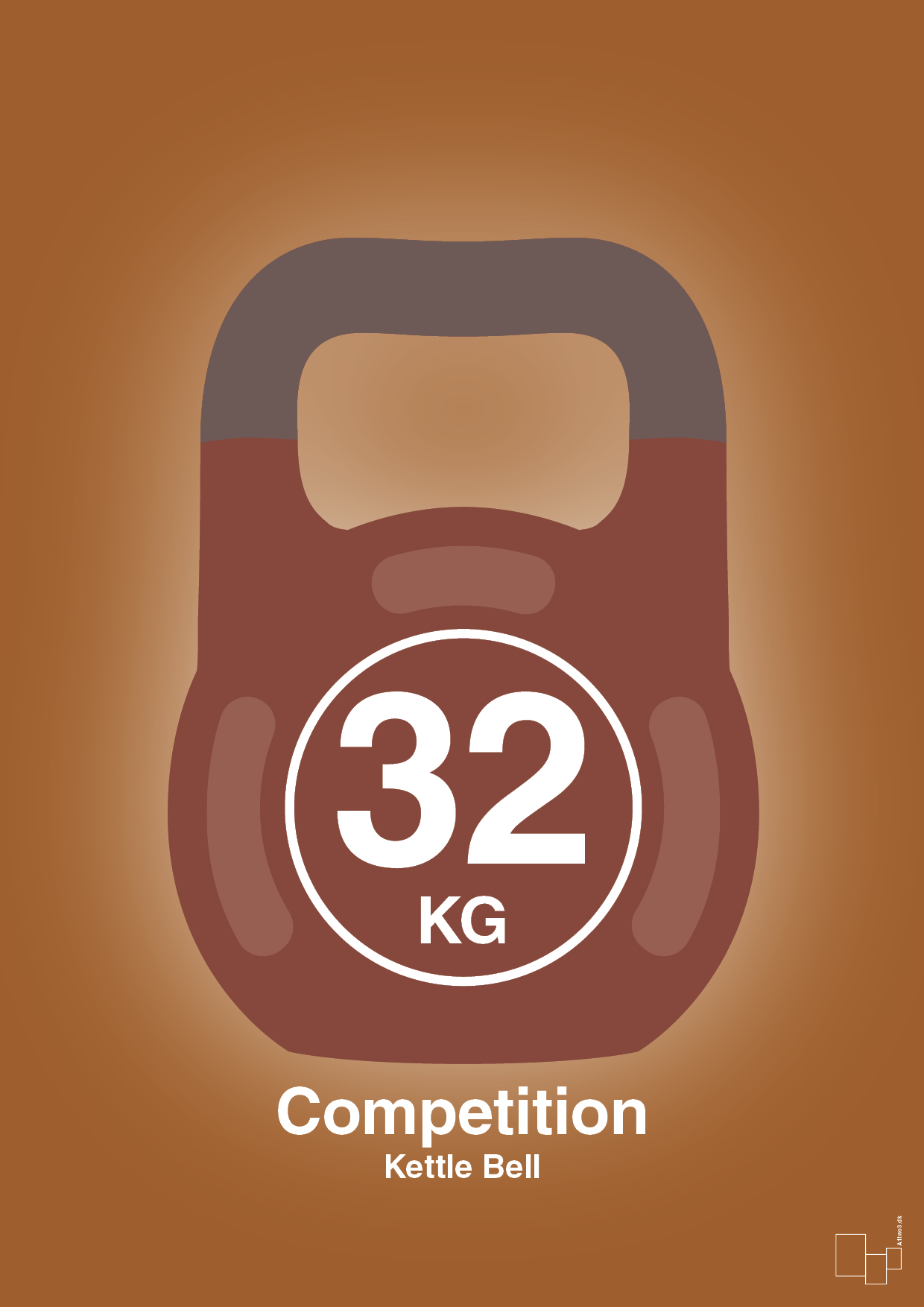 plakat: kettle bell 32 kg - competition color - cognac-Fitness-A1two3