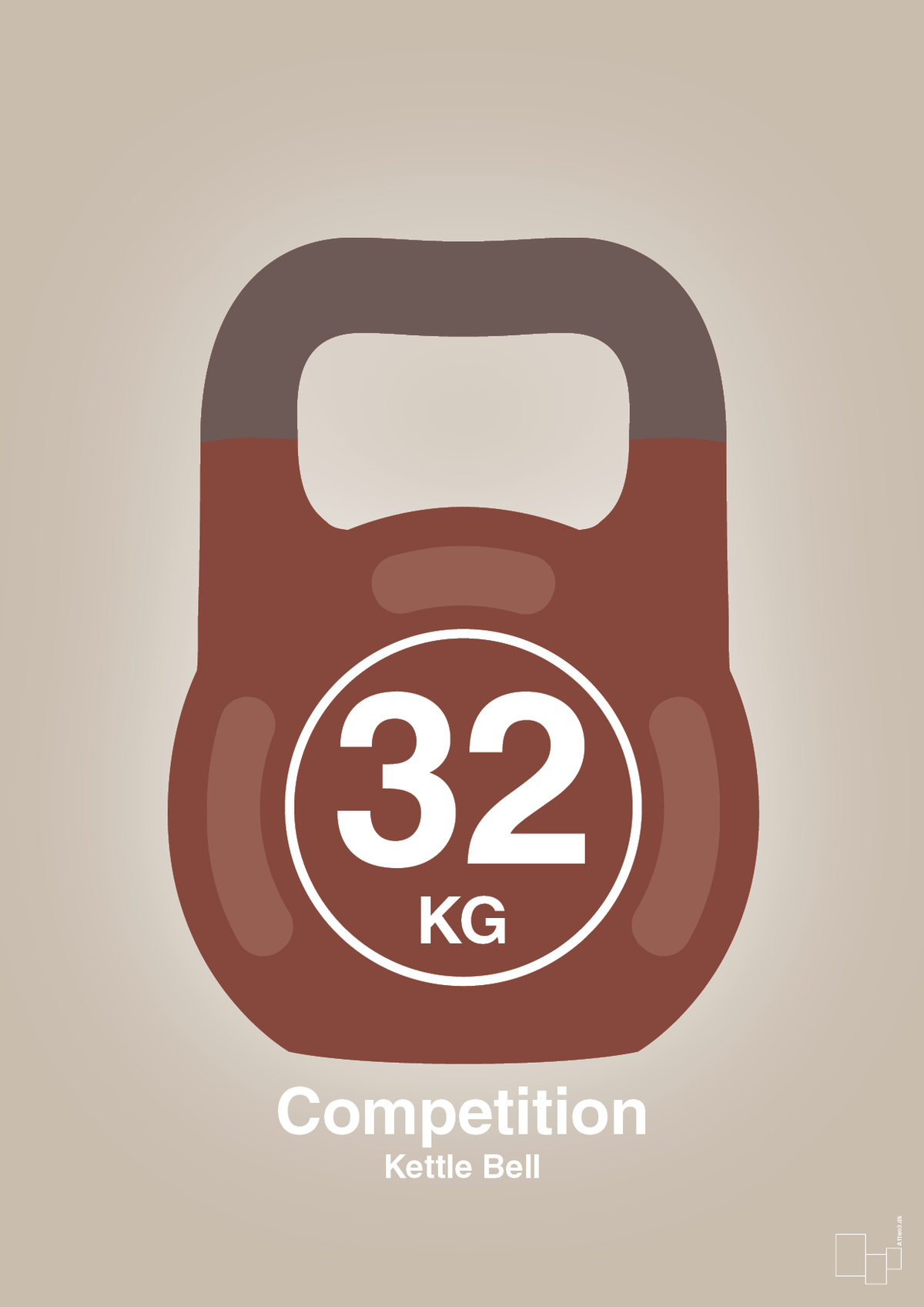 plakat: kettle bell 32 kg - competition color - creamy mushroom-Fitness-A1two3