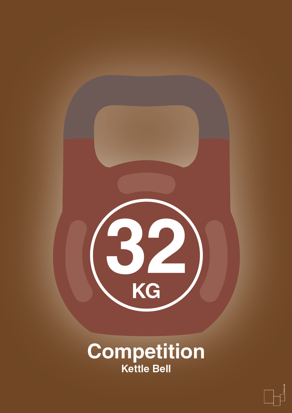 plakat: kettle bell 32 kg - competition color - dark brown-Fitness-A1two3