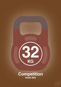 plakat: kettle bell 32 kg - competition color - dark brown-Fitness-A1two3