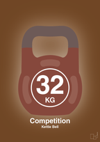 plakat: kettle bell 32 kg - competition color - dark brown-Fitness-A1two3