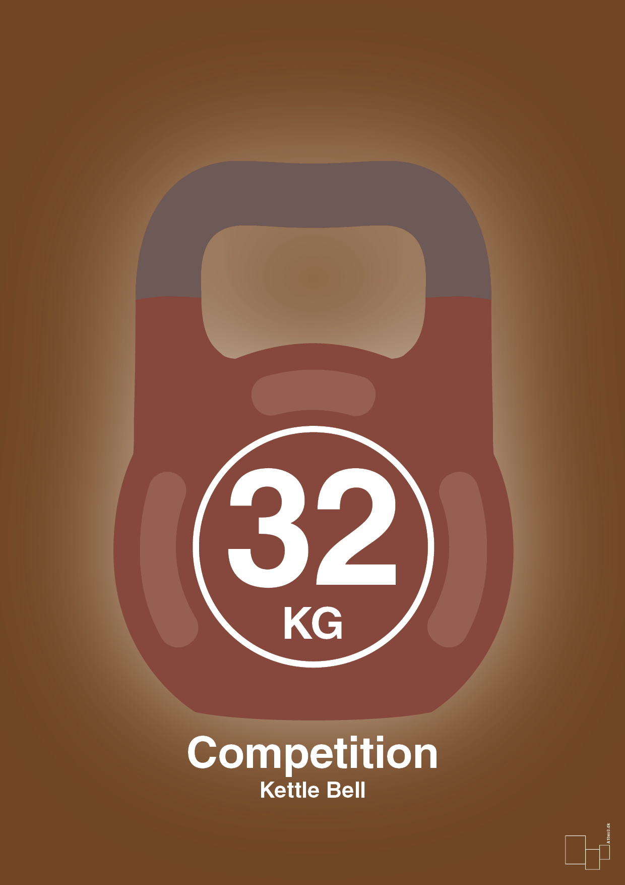 plakat: kettle bell 32 kg - competition color - dark brown-Fitness-A1two3