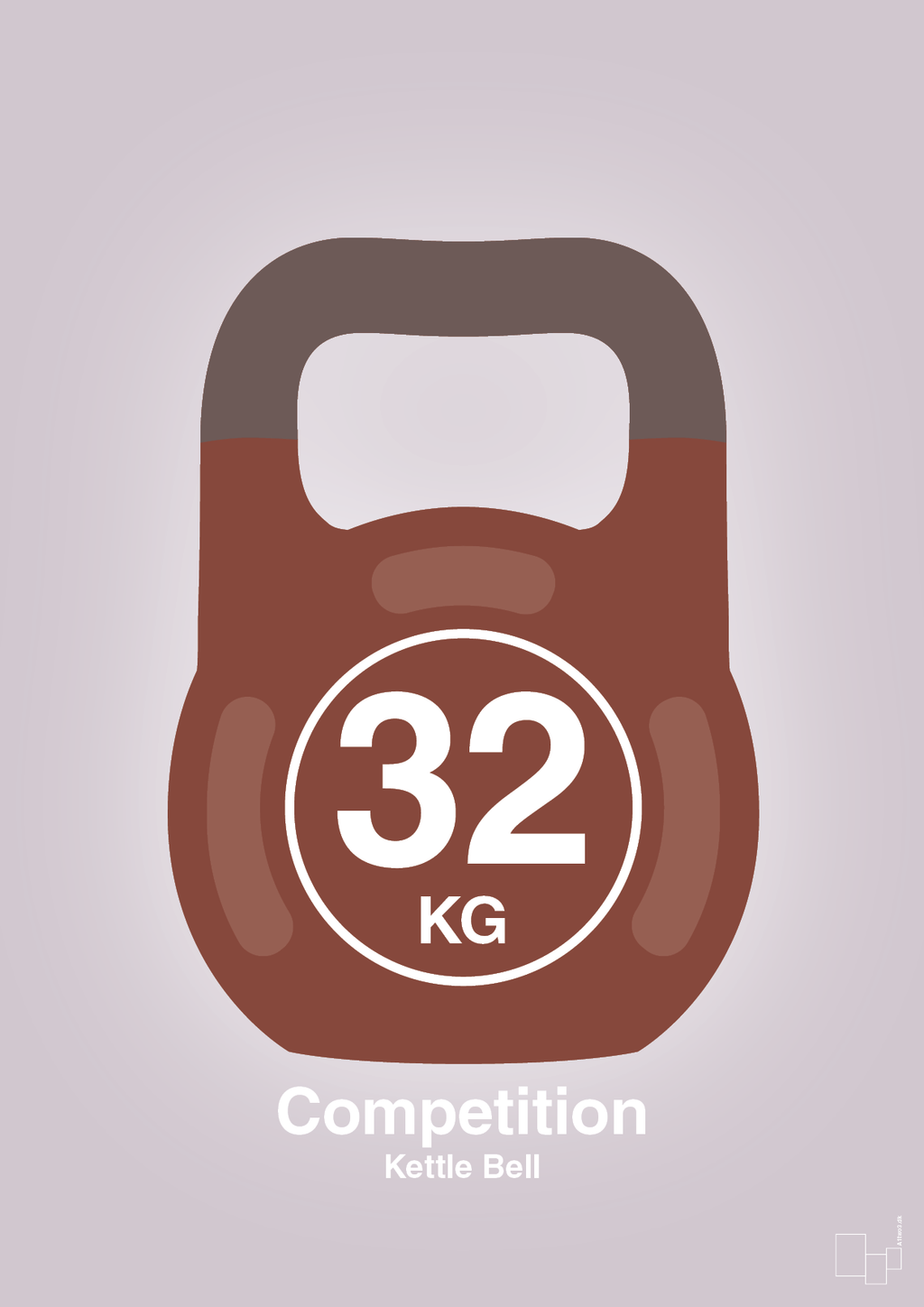 plakat: kettle bell 32 kg - competition color - dusty lilac-Fitness-A1two3