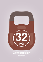 plakat: kettle bell 32 kg - competition color - dusty lilac-Fitness-A1two3