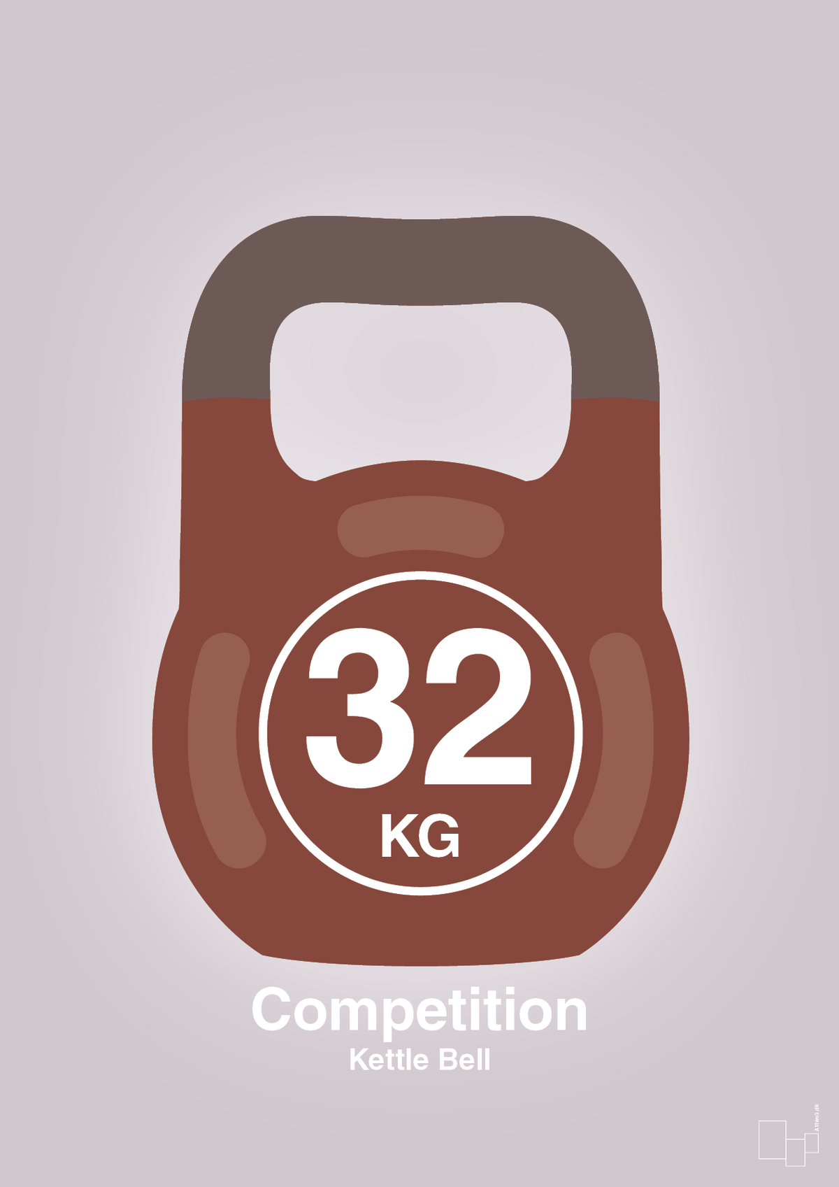 plakat: kettle bell 32 kg - competition color - dusty lilac-Fitness-A1two3