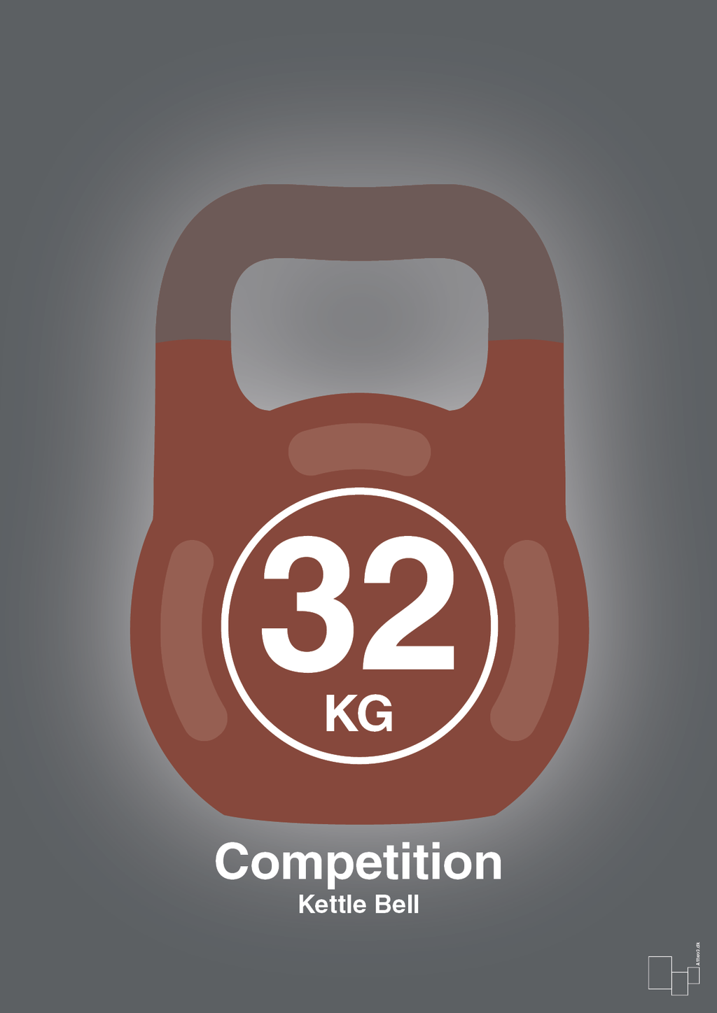 plakat: kettle bell 32 kg - competition color - graphic charcoal-Fitness-A1two3