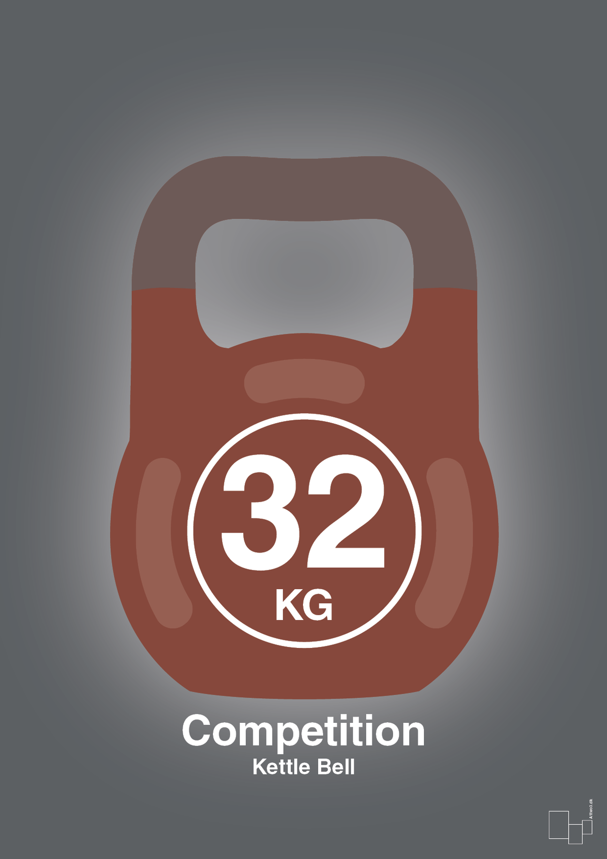 plakat: kettle bell 32 kg - competition color - graphic charcoal-Fitness-A1two3