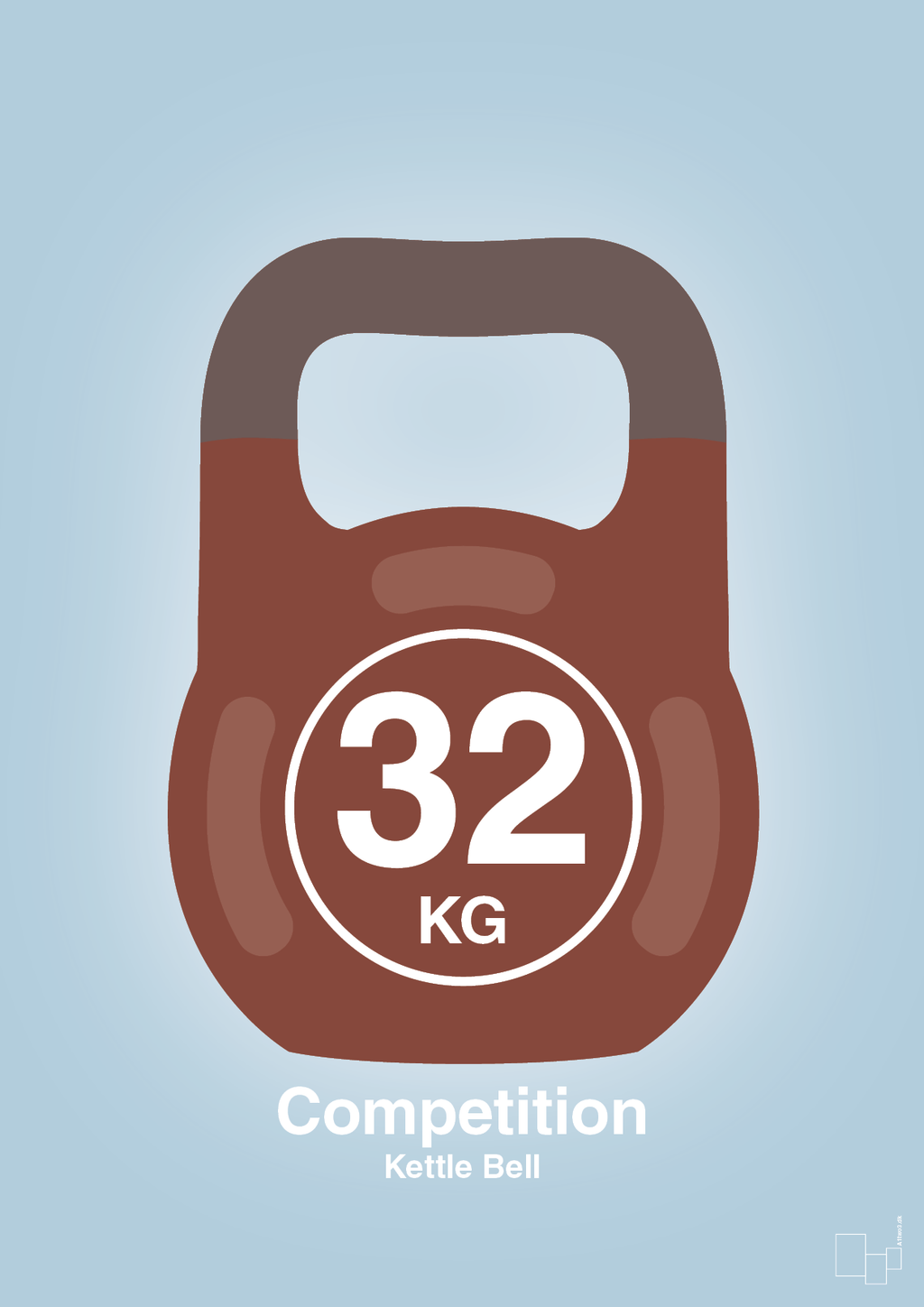 plakat: kettle bell 32 kg - competition color - heavenly blue-Fitness-A1two3