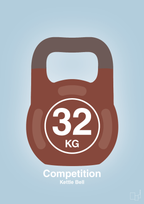 plakat: kettle bell 32 kg - competition color - heavenly blue-Fitness-A1two3