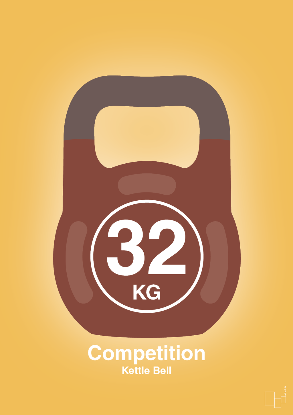 plakat: kettle bell 32 kg - competition color - honeycomb-Fitness-A1two3