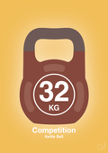 plakat: kettle bell 32 kg - competition color - honeycomb-Fitness-A1two3