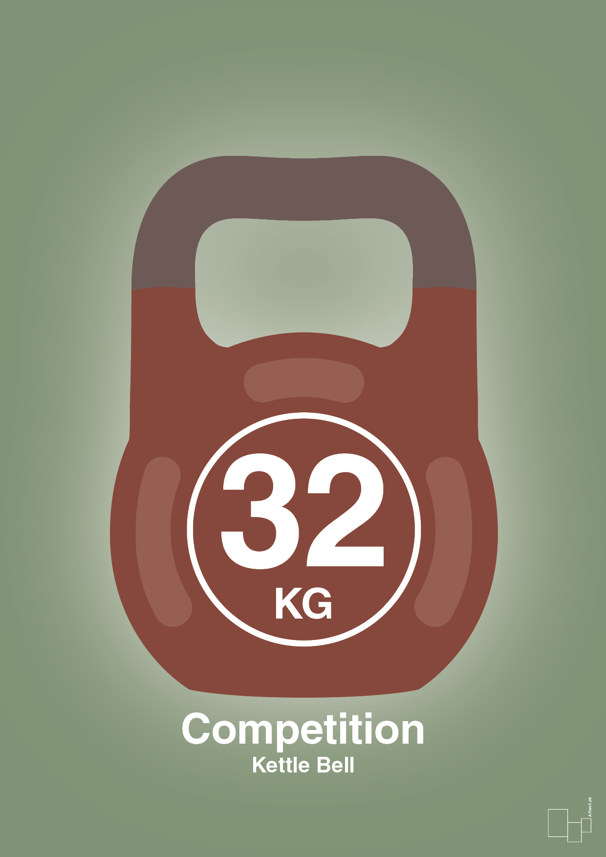 plakat: kettle bell 32 kg - competition color - jade-Fitness-A1two3