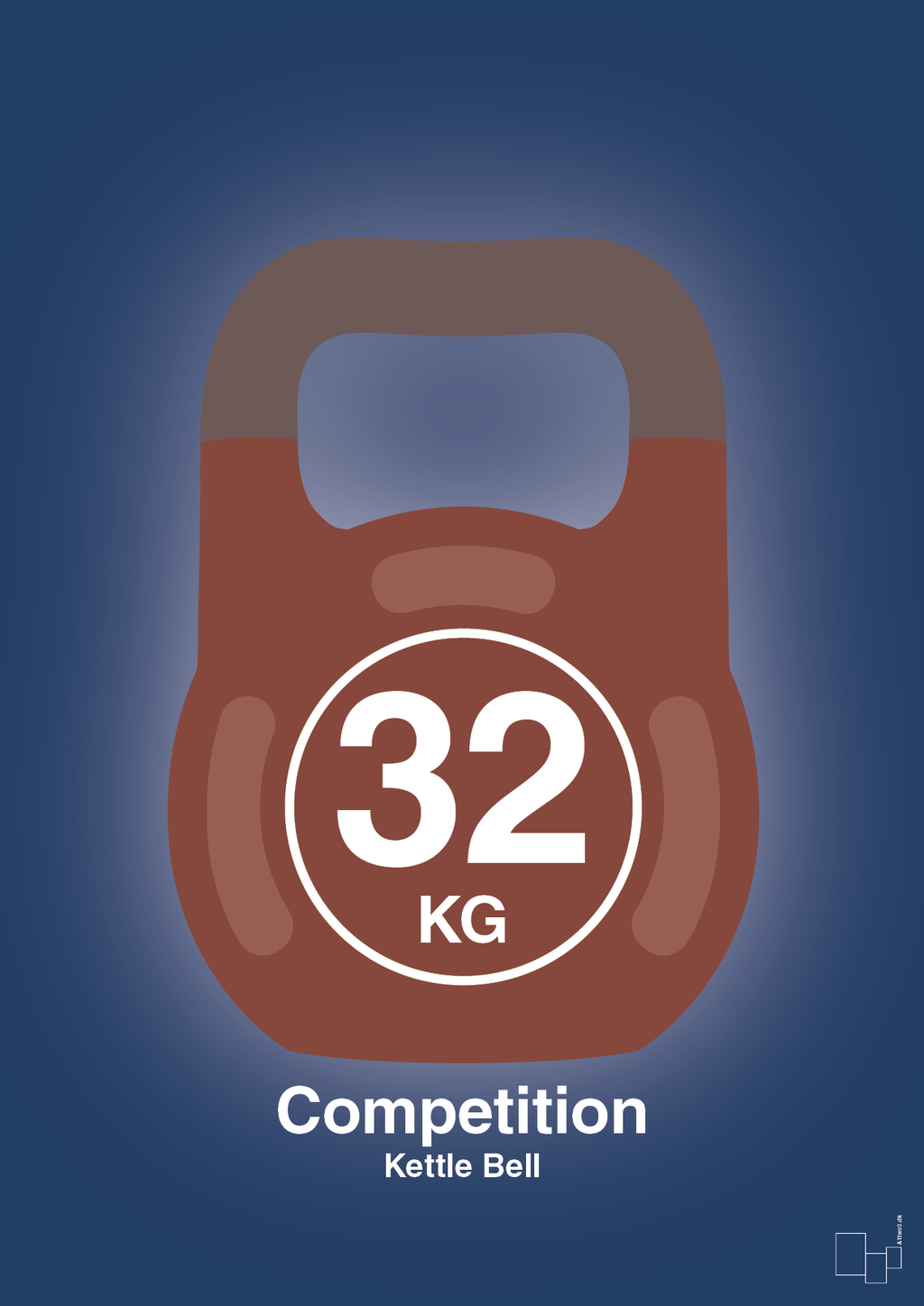 plakat: kettle bell 32 kg - competition color - lapis blue-Fitness-A1two3