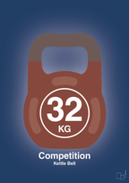 plakat: kettle bell 32 kg - competition color - lapis blue-Fitness-A1two3