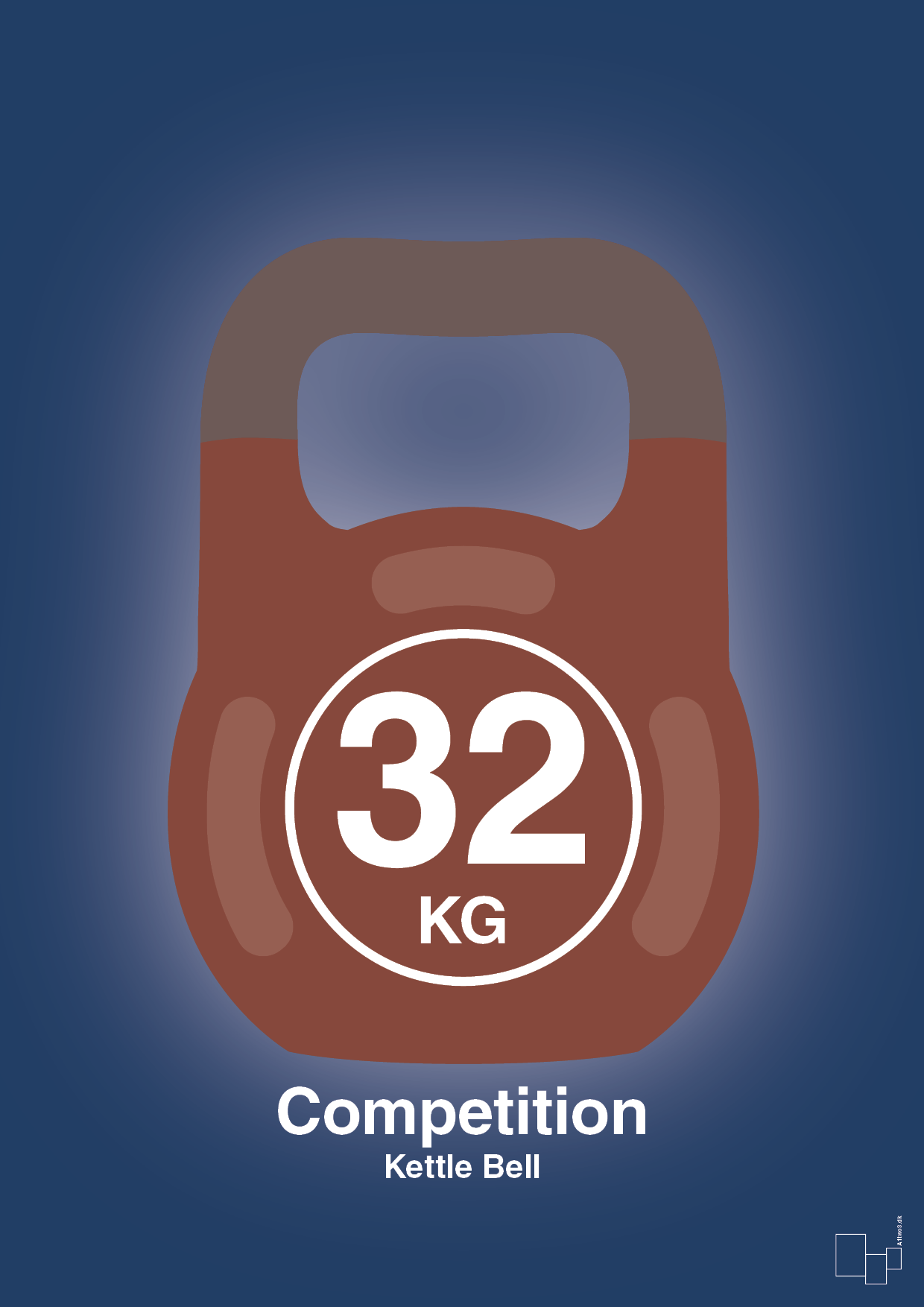 plakat: kettle bell 32 kg - competition color - lapis blue-Fitness-A1two3