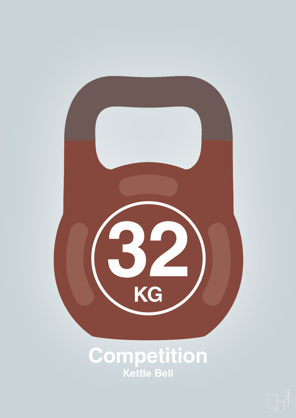 plakat: kettle bell 32 kg - competition color - light drizzle-Fitness-A1two3