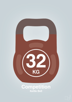 plakat: kettle bell 32 kg - competition color - light drizzle-Fitness-A1two3