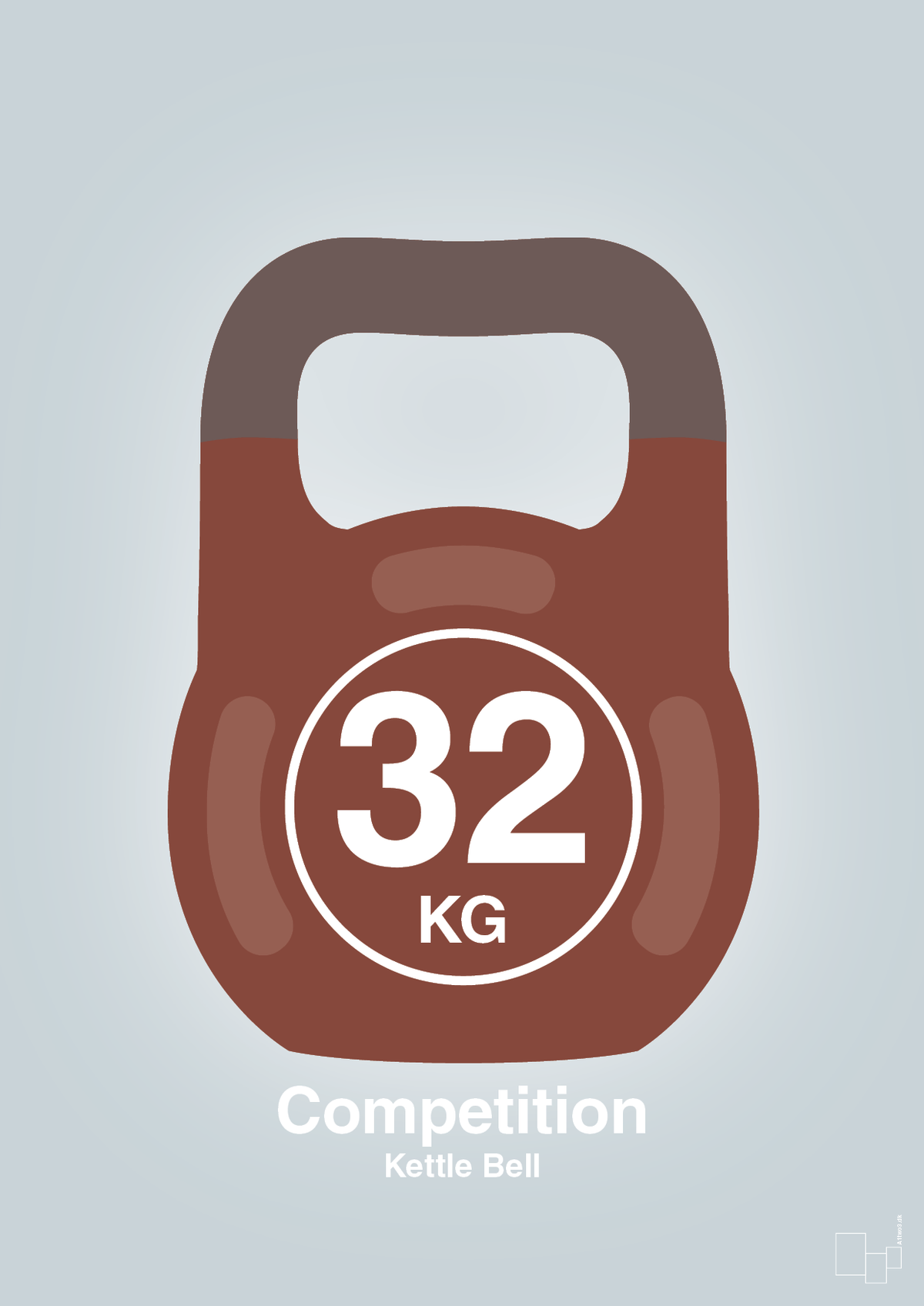 plakat: kettle bell 32 kg - competition color - light drizzle-Fitness-A1two3