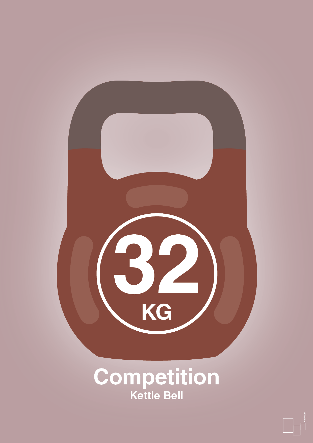 plakat: kettle bell 32 kg - competition color - light rose-Fitness-A1two3