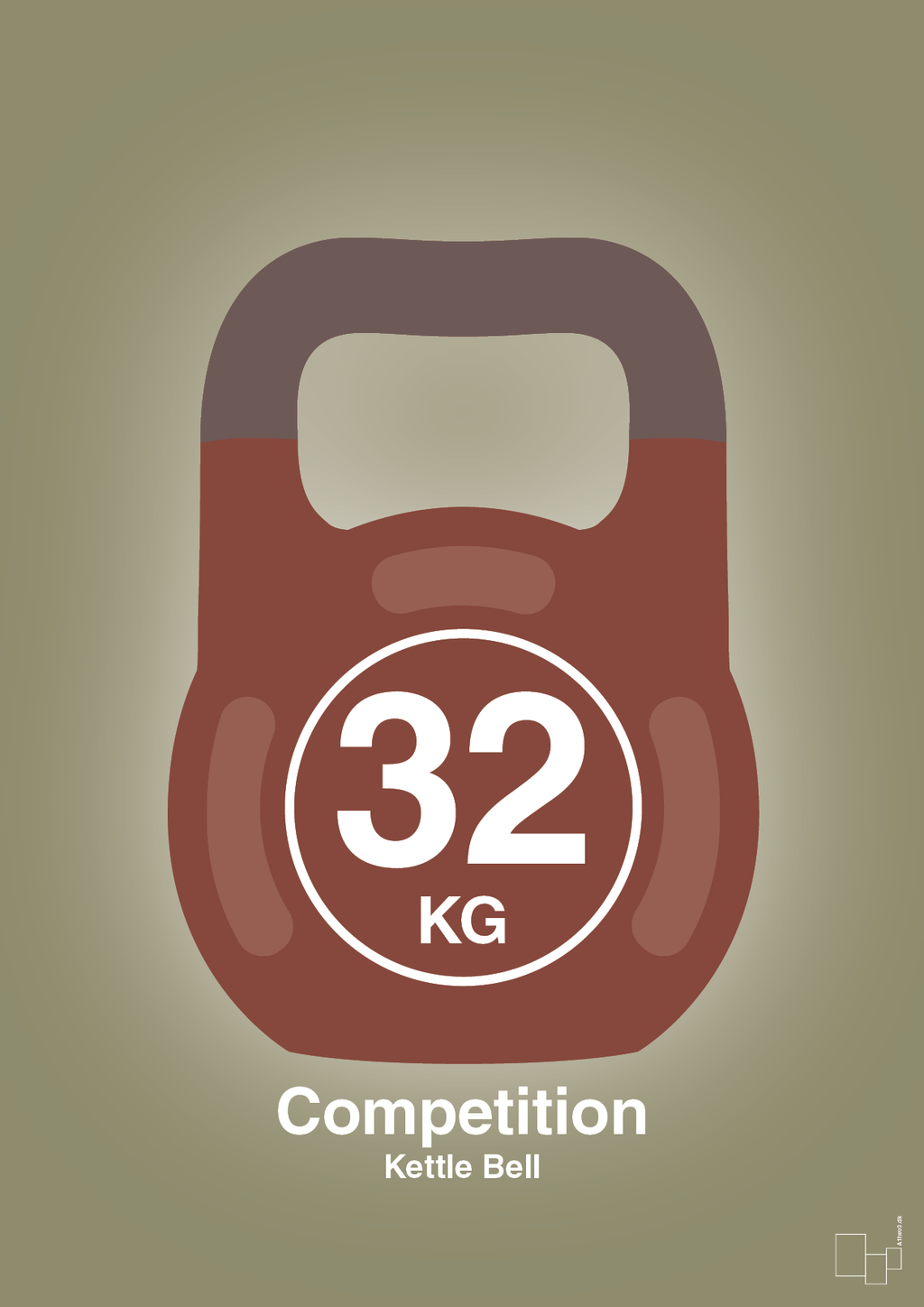 plakat: kettle bell 32 kg - competition color - misty forrest-Fitness-A1two3