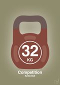 plakat: kettle bell 32 kg - competition color - misty forrest-Fitness-A1two3