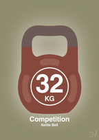 plakat: kettle bell 32 kg - competition color - misty forrest-Fitness-A1two3