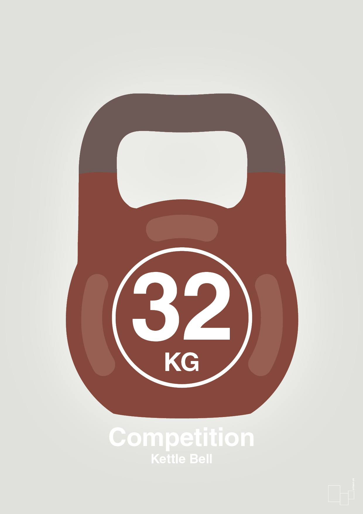 plakat: kettle bell 32 kg - competition color - painters white-Fitness-A1two3