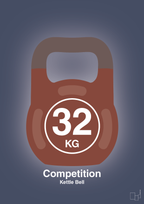 Kettle bell 32 kg - competition color - petrol-Fitness-A1two3