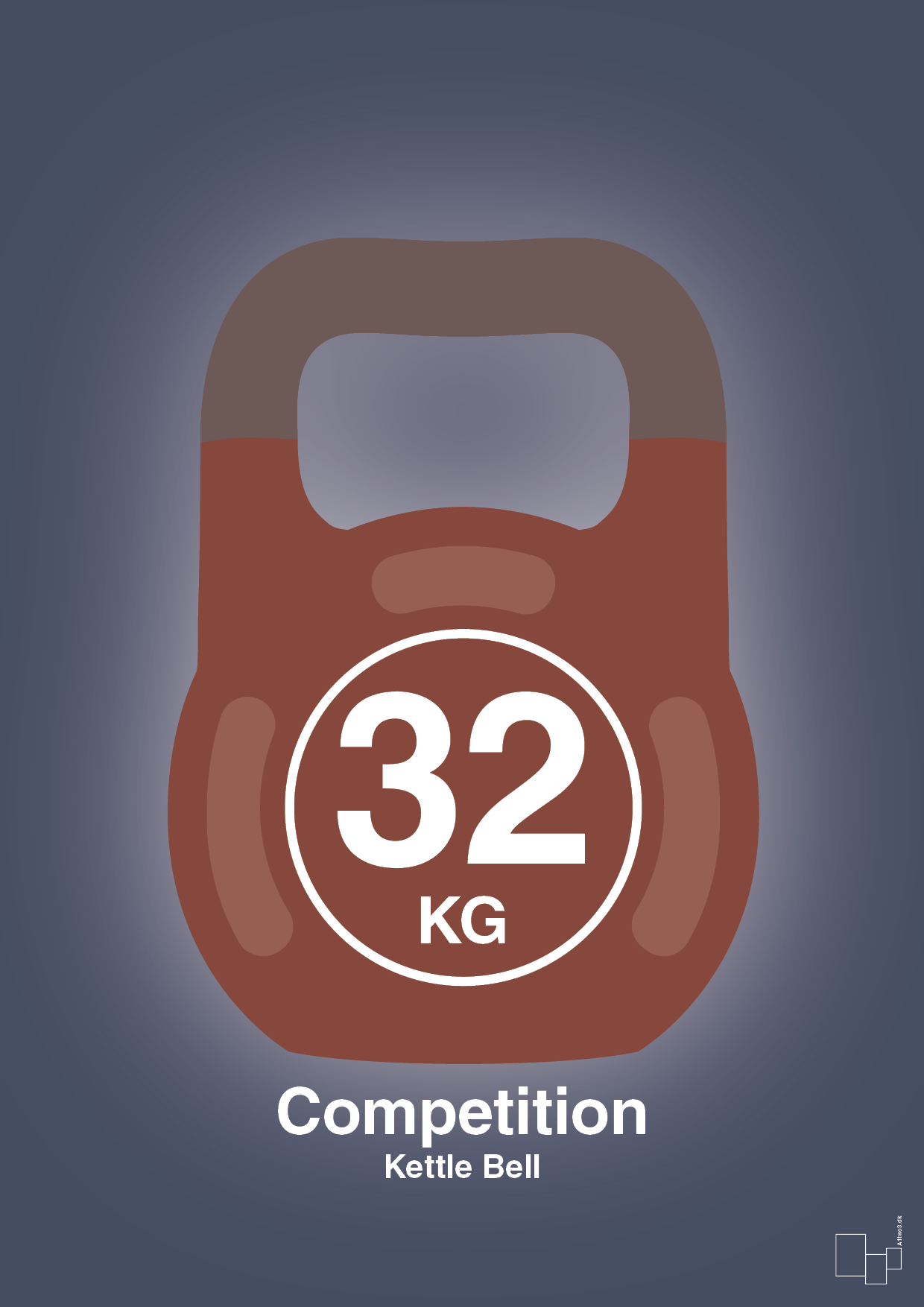 Kettle bell 32 kg - competition color - petrol-Fitness-A1two3