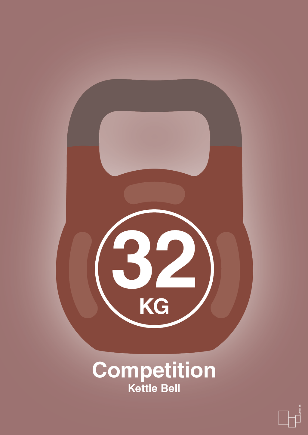 plakat: kettle bell 32 kg - competition color - plum-Fitness-A1two3