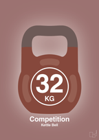 plakat: kettle bell 32 kg - competition color - plum-Fitness-A1two3