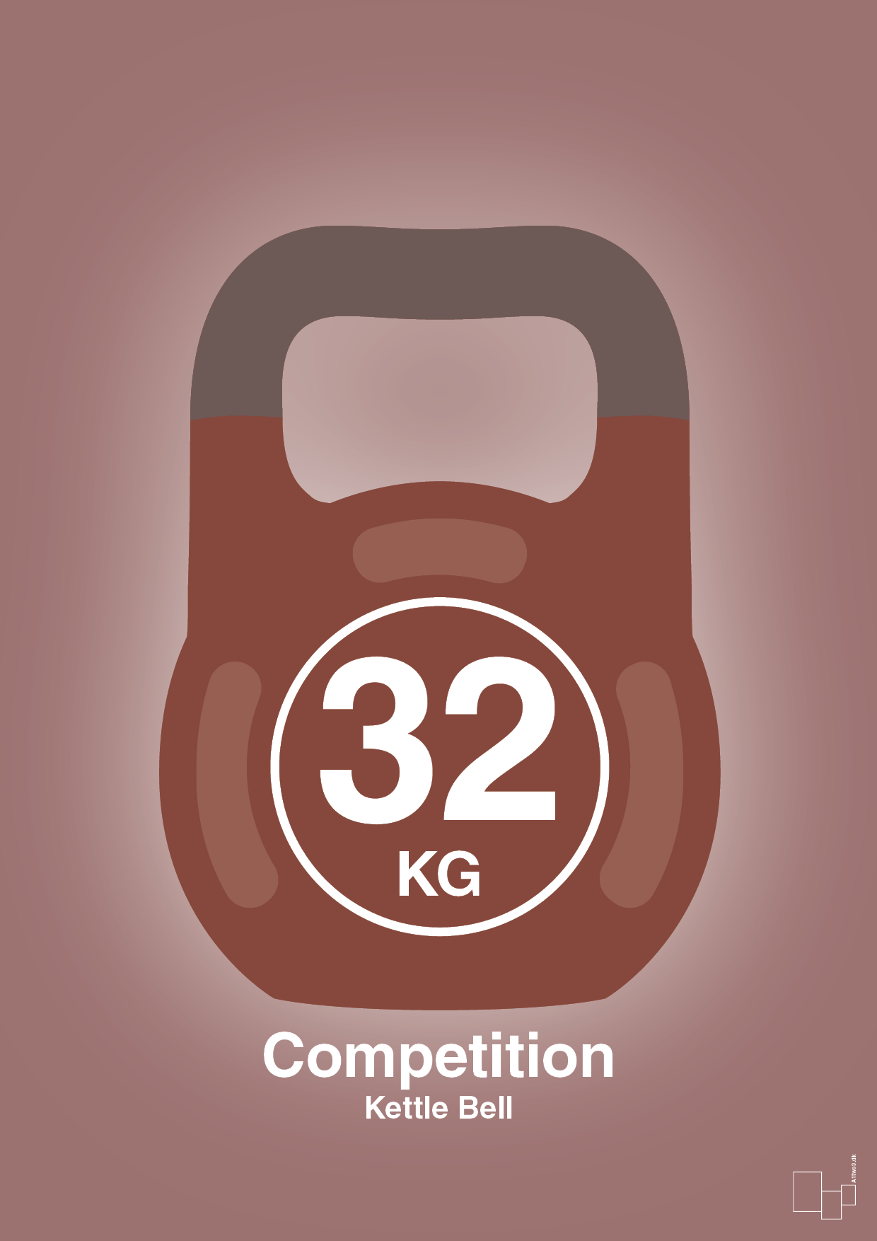 plakat: kettle bell 32 kg - competition color - plum-Fitness-A1two3