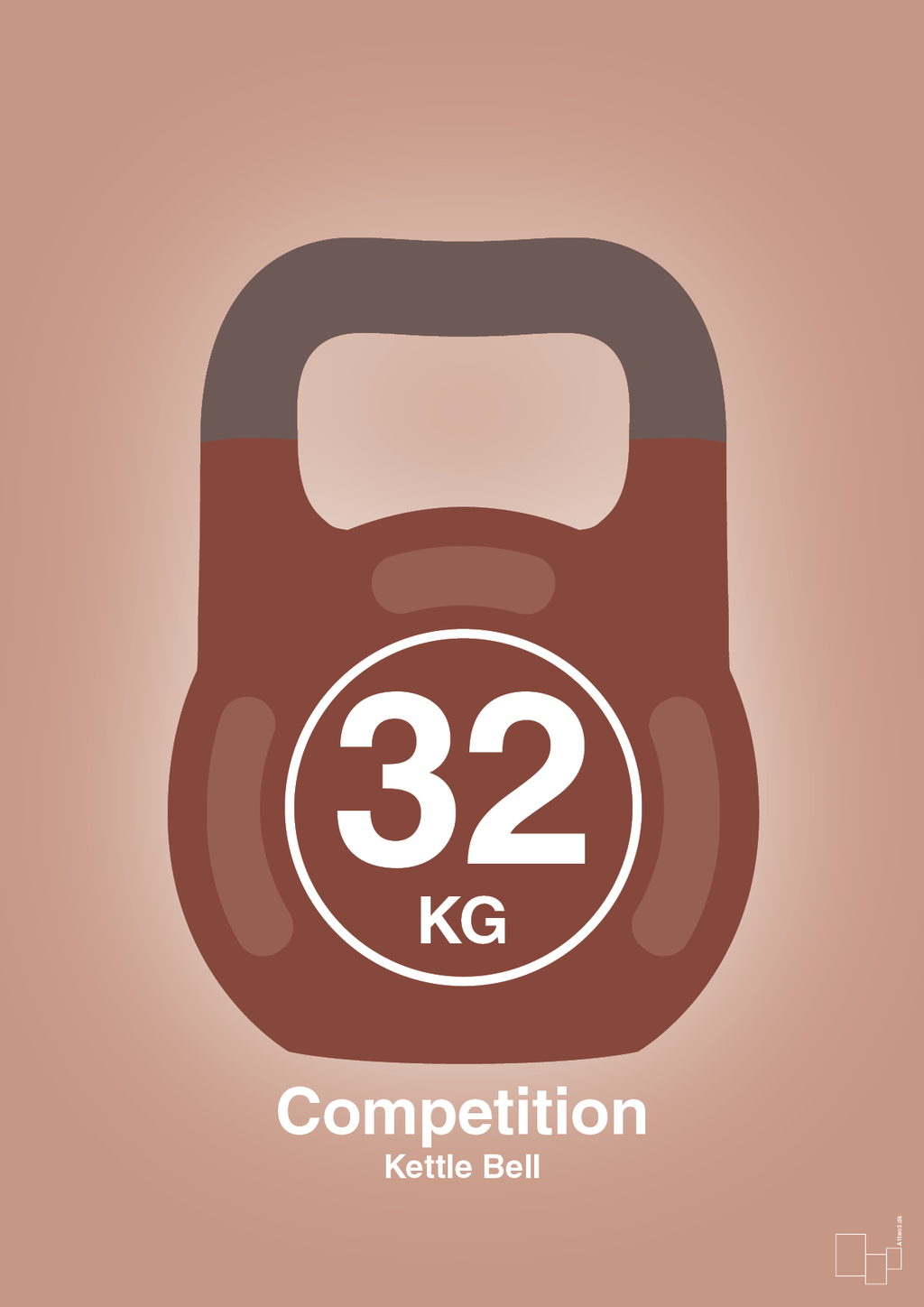 plakat: kettle bell 32 kg - competition color - powder-Fitness-A1two3