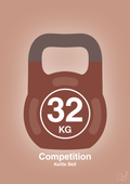 plakat: kettle bell 32 kg - competition color - powder-Fitness-A1two3