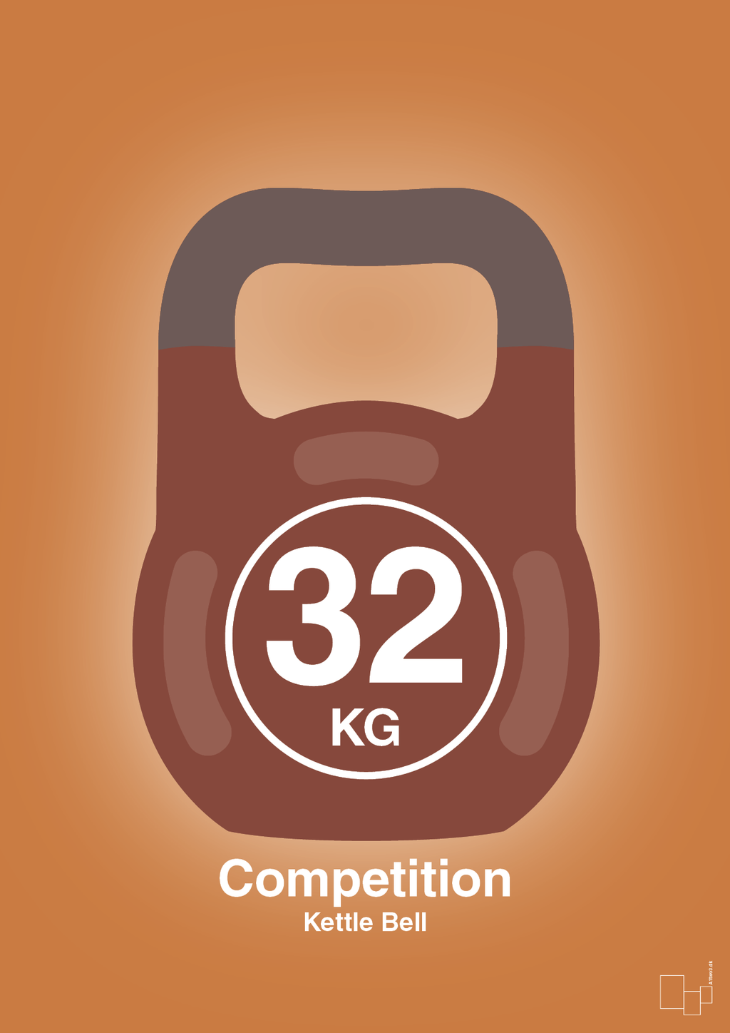 plakat: kettle bell 32 kg - competition color - rumba orange-Fitness-A1two3