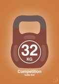 plakat: kettle bell 32 kg - competition color - rumba orange-Fitness-A1two3