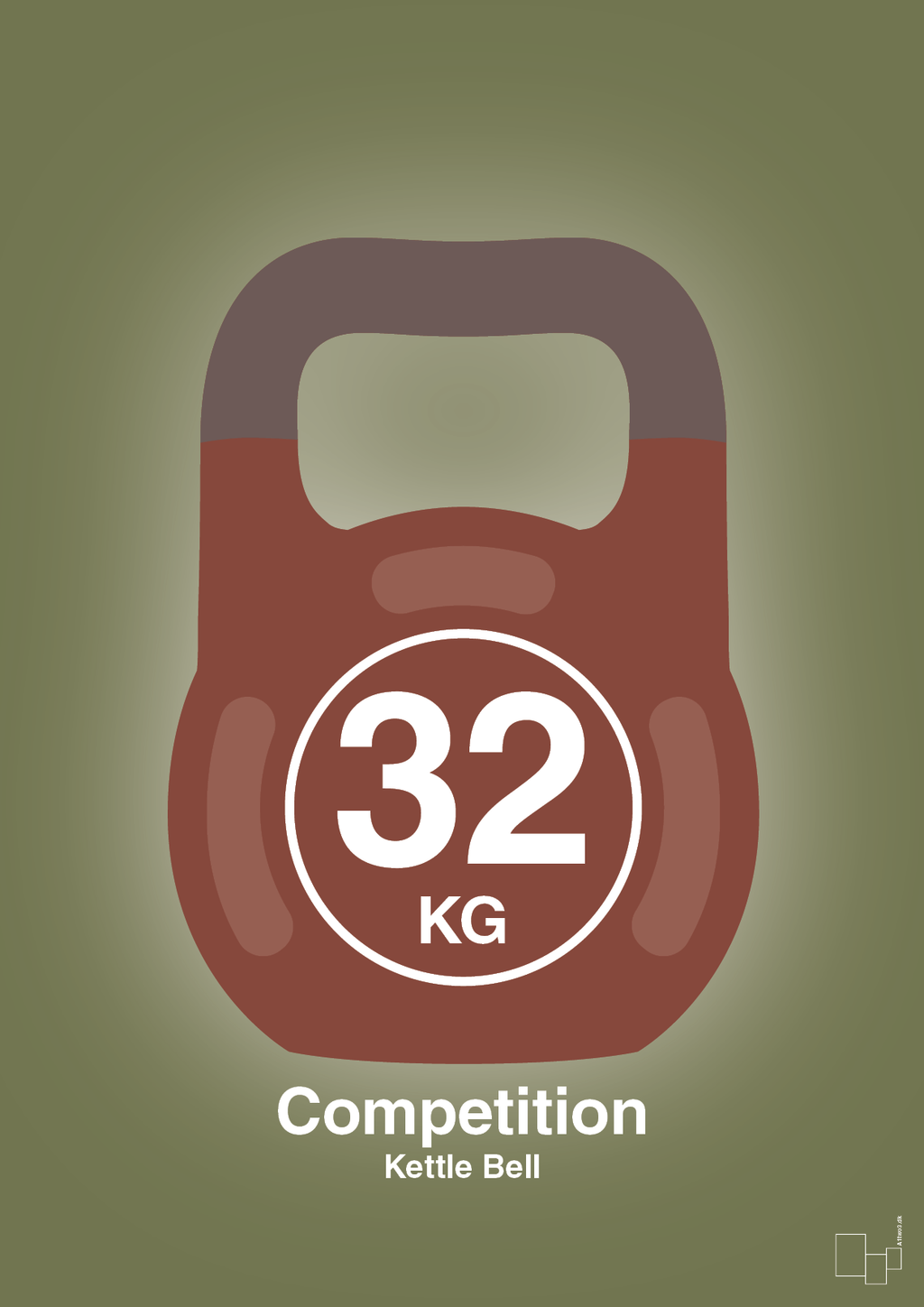 plakat: kettle bell 32 kg - competition color - secret meadow-Fitness-A1two3