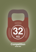 plakat: kettle bell 32 kg - competition color - secret meadow-Fitness-A1two3