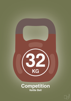 plakat: kettle bell 32 kg - competition color - secret meadow-Fitness-A1two3