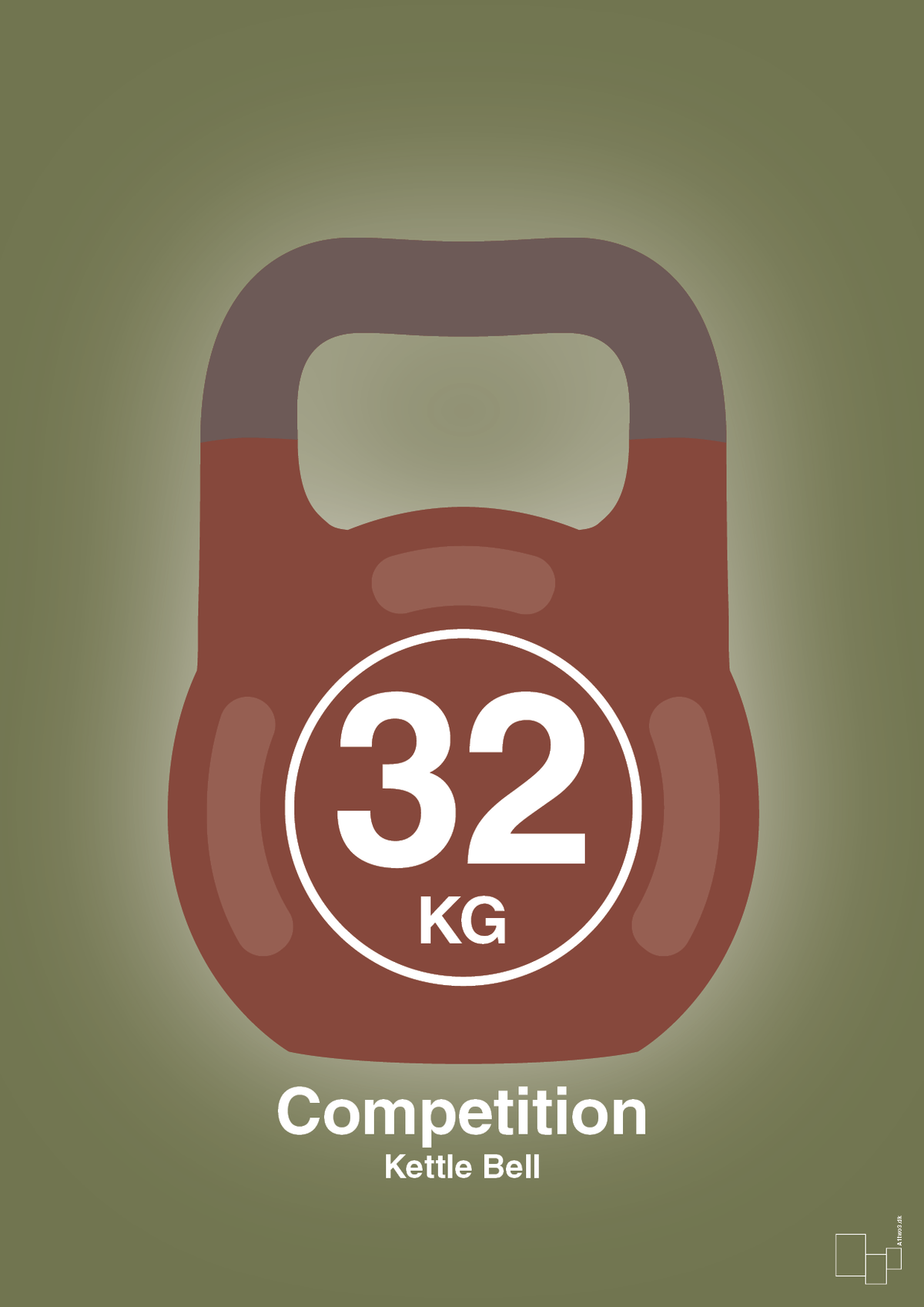 plakat: kettle bell 32 kg - competition color - secret meadow-Fitness-A1two3