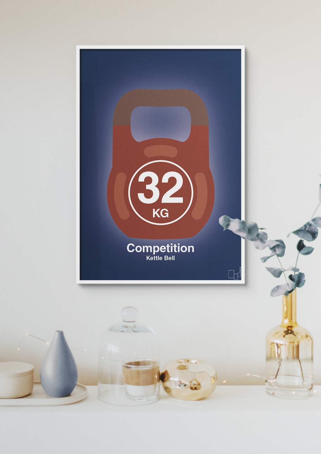 plakat: kettle bell 32 kg - competition color - light drizzle-Fitness-A1two3