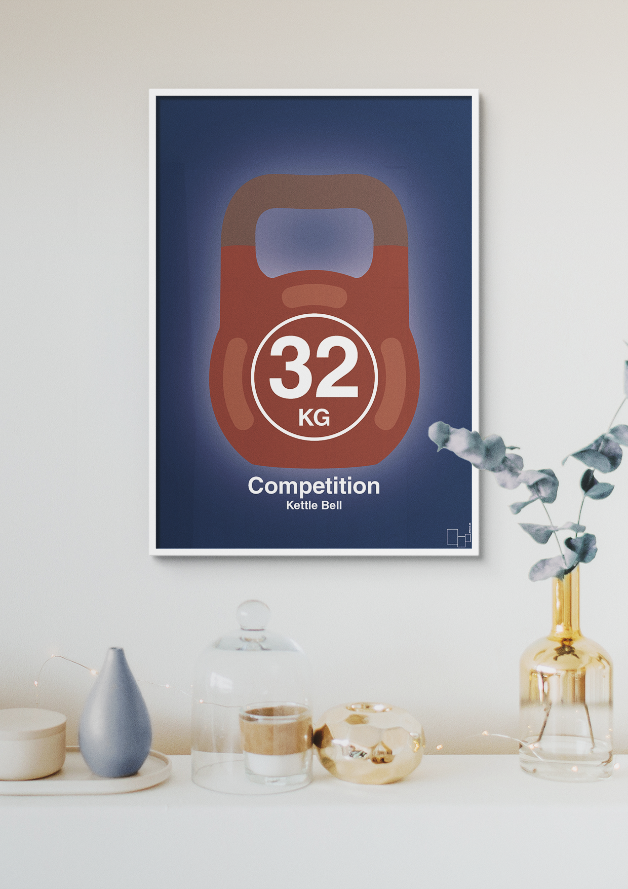 plakat: kettle bell 32 kg - competition color - plum-Fitness-A1two3