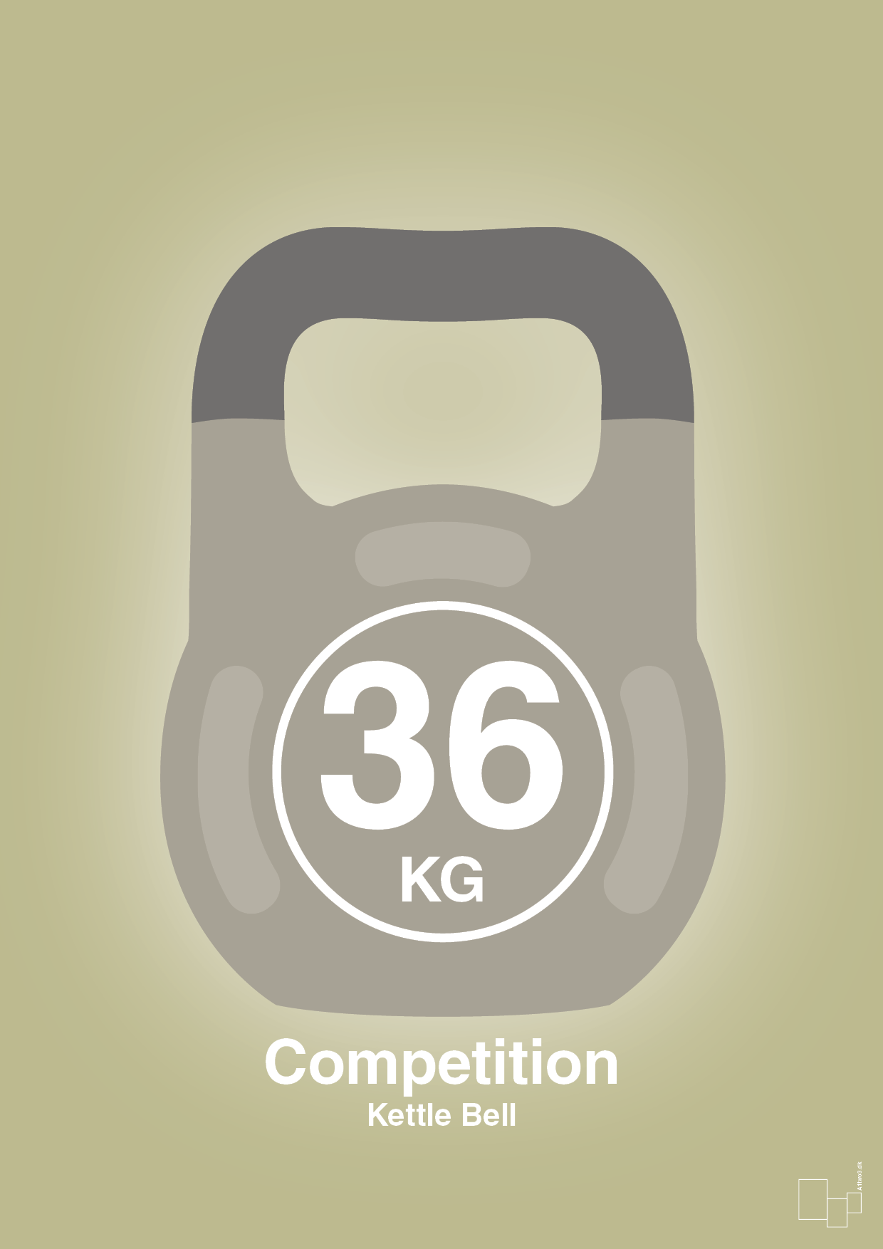 plakat: kettle bell 36 kg - competition color - back to nature-Fitness-A1two3