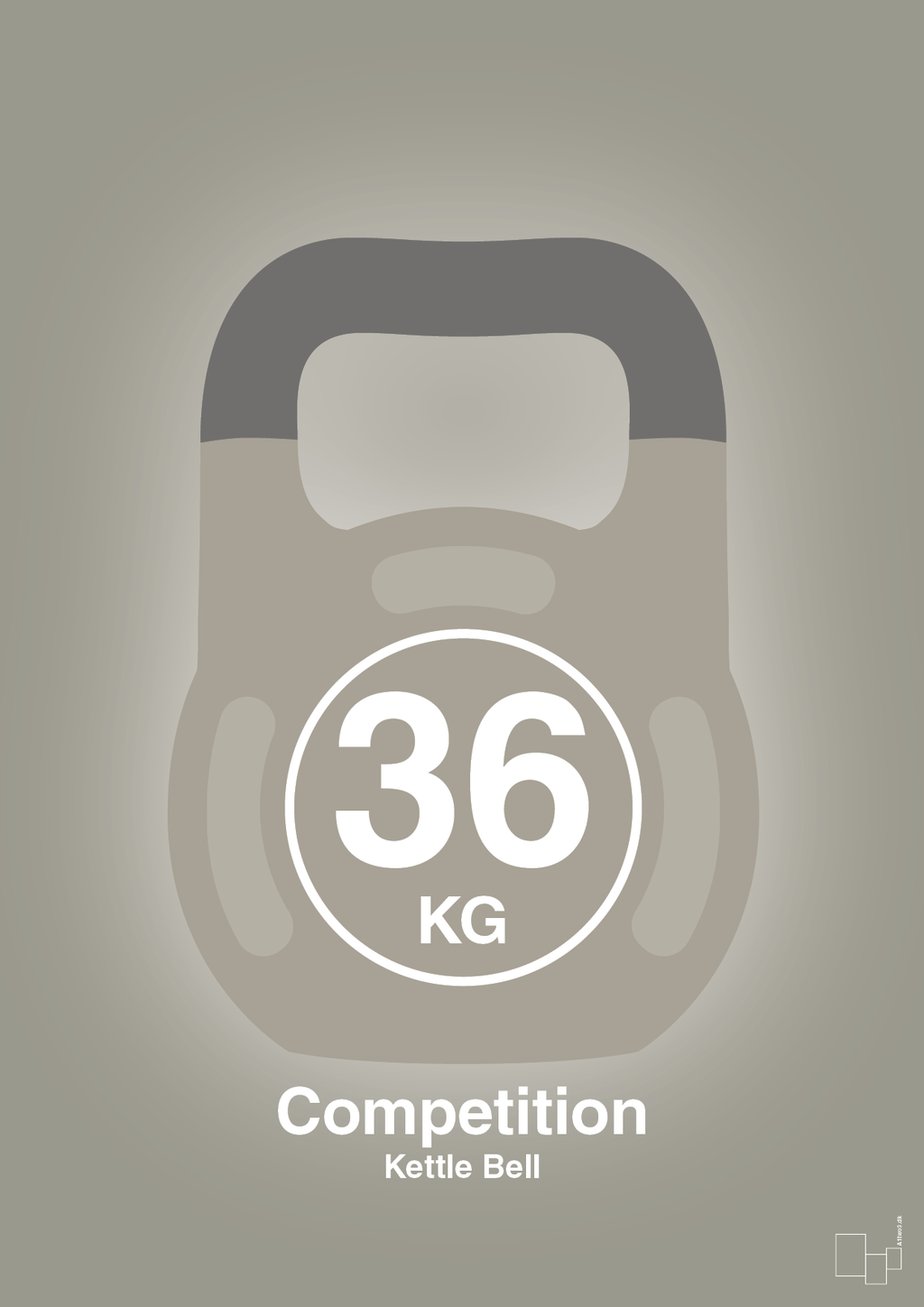 plakat: kettle bell 36 kg - competition color - battleship gray-Fitness-A1two3