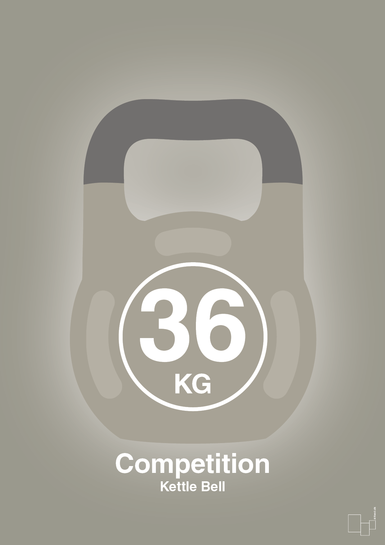 plakat: kettle bell 36 kg - competition color - battleship gray-Fitness-A1two3