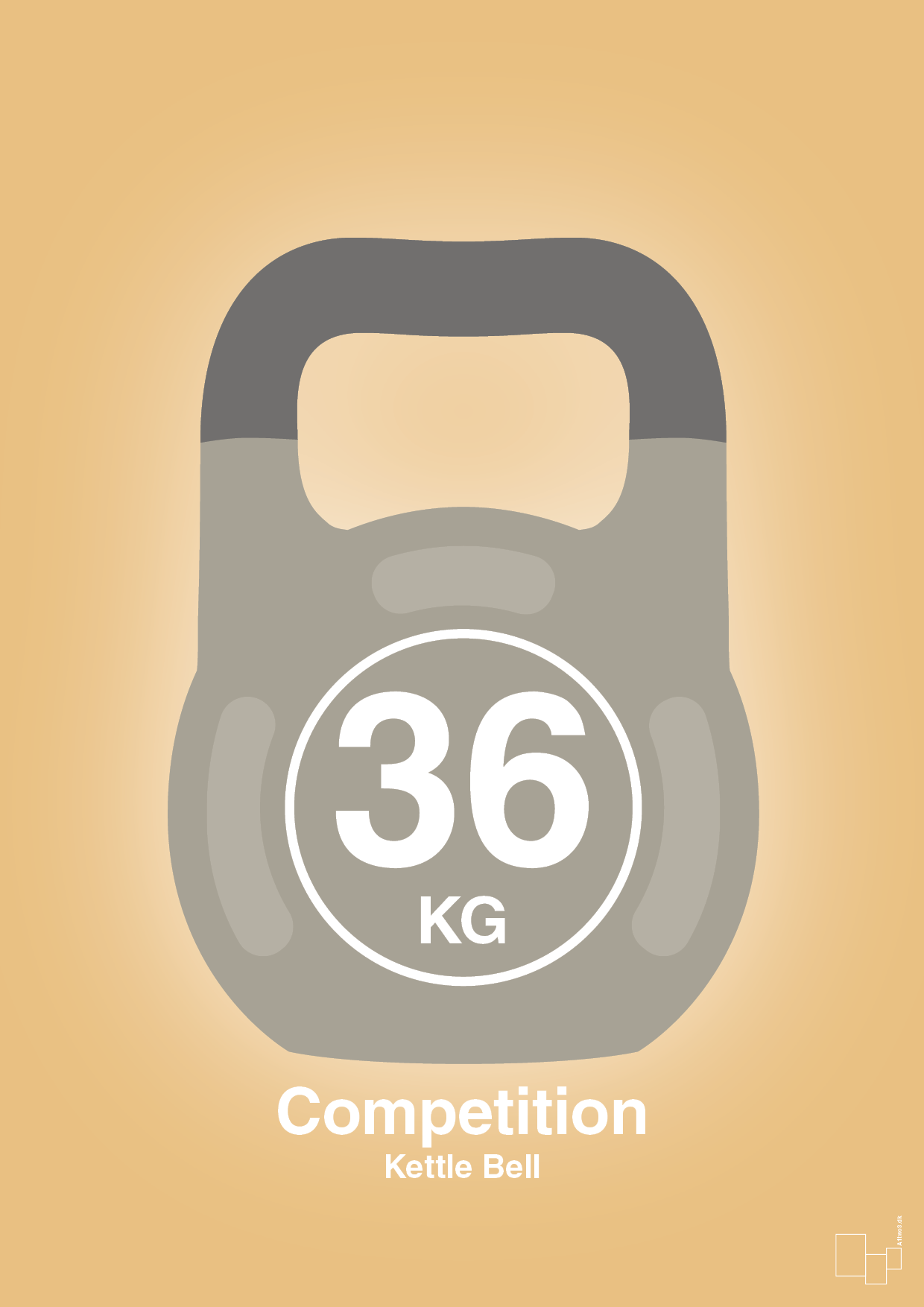 plakat: kettle bell 36 kg - competition color - charismatic-Fitness-A1two3