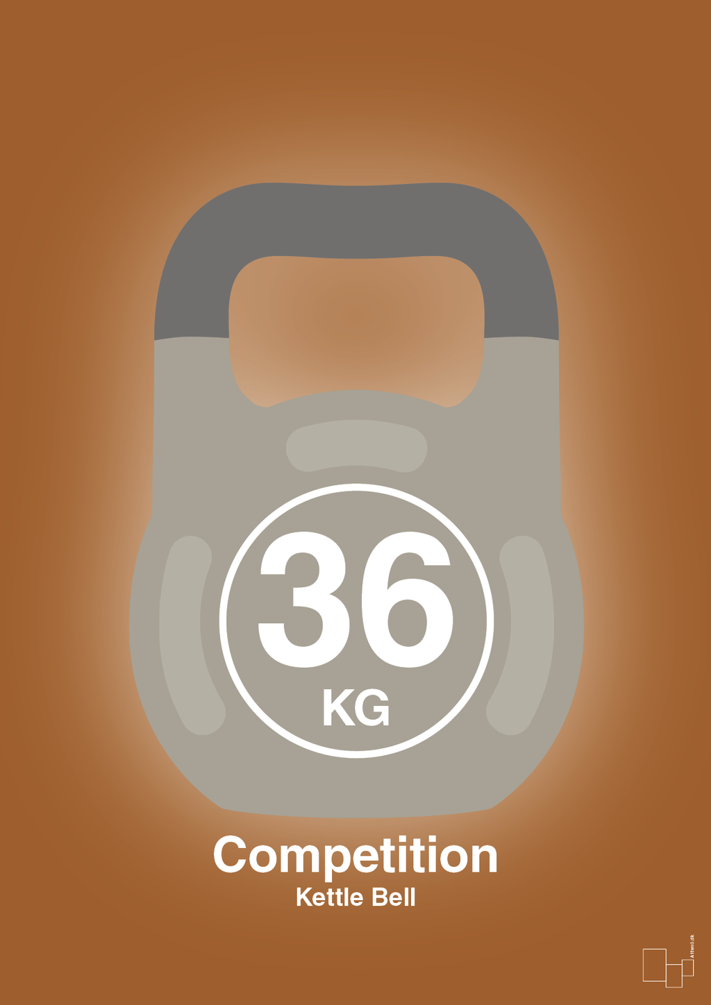plakat: kettle bell 36 kg - competition color - cognac-Fitness-A1two3