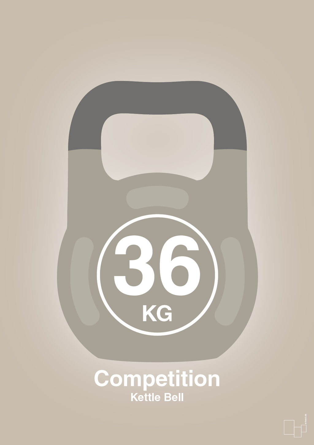 plakat: kettle bell 36 kg - competition color - creamy mushroom-Fitness-A1two3