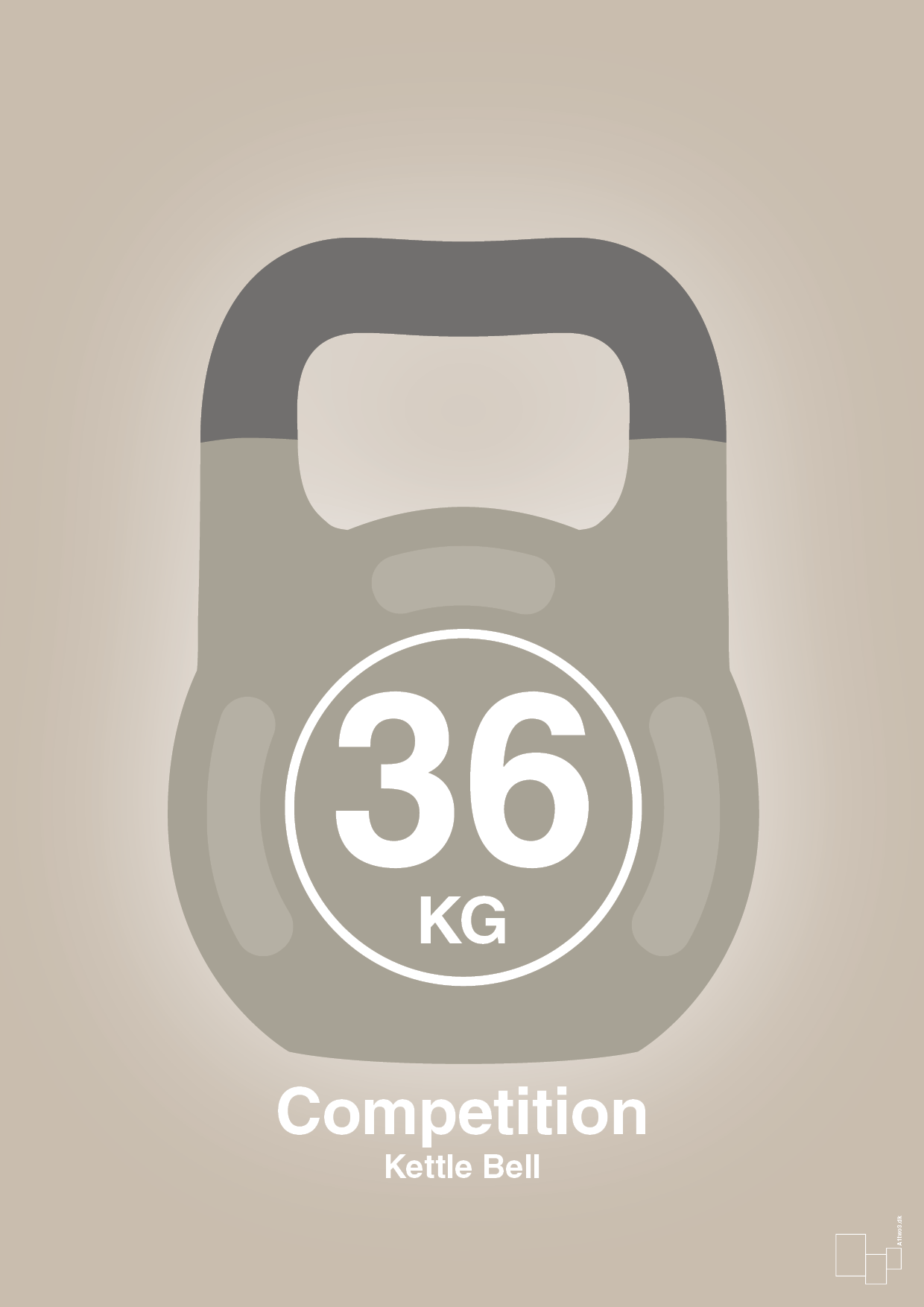 plakat: kettle bell 36 kg - competition color - creamy mushroom-Fitness-A1two3