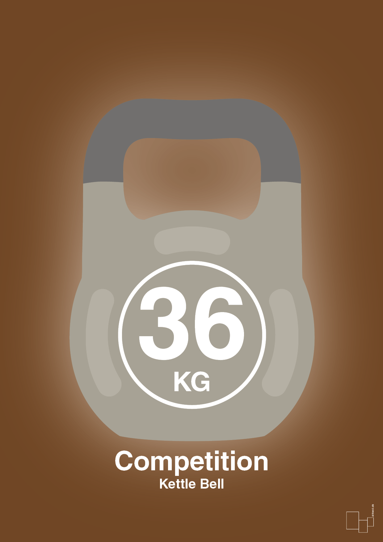 plakat: kettle bell 36 kg - competition color - dark brown-Fitness-A1two3
